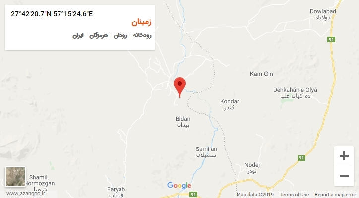 روستای زمینان بر روی نقشه