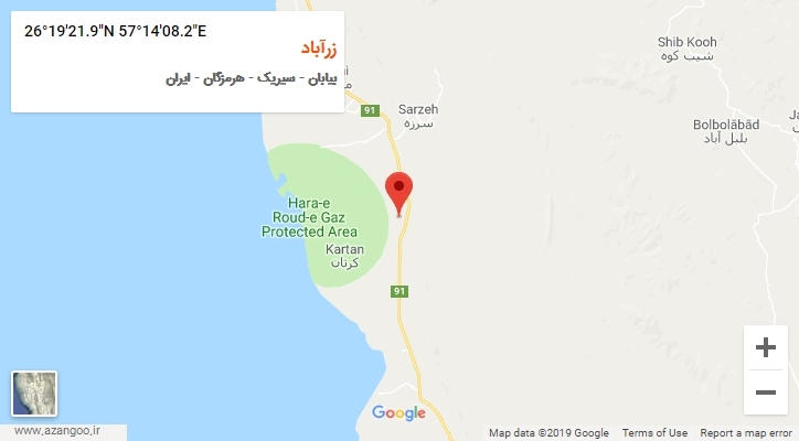 روستای زرآباد بر روی نقشه