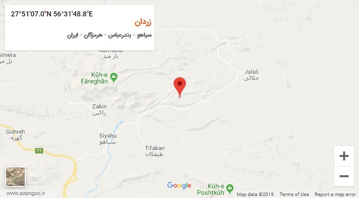 روستای زردان بر روی نقشه