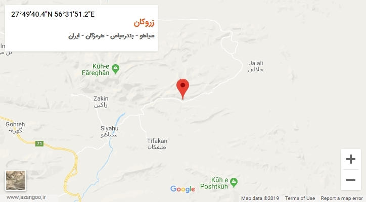 روستای زروکان بر روی نقشه