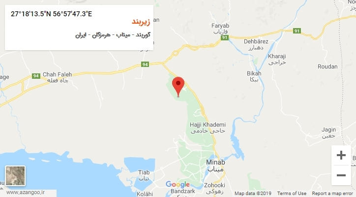 روستای زیربند بر روی نقشه