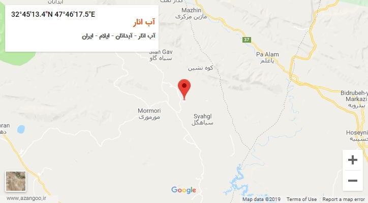 روستای آب انار بر روی نقشه