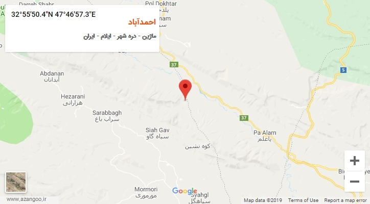 روستای احمدآباد بر روی نقشه