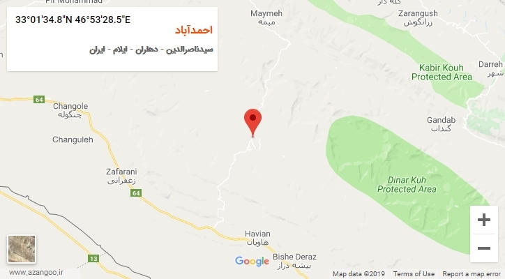 روستای احمدآباد بر روی نقشه
