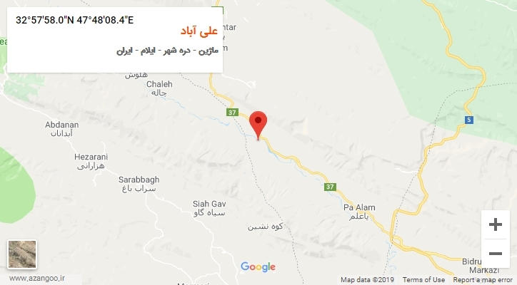 روستای علی آباد بر روی نقشه