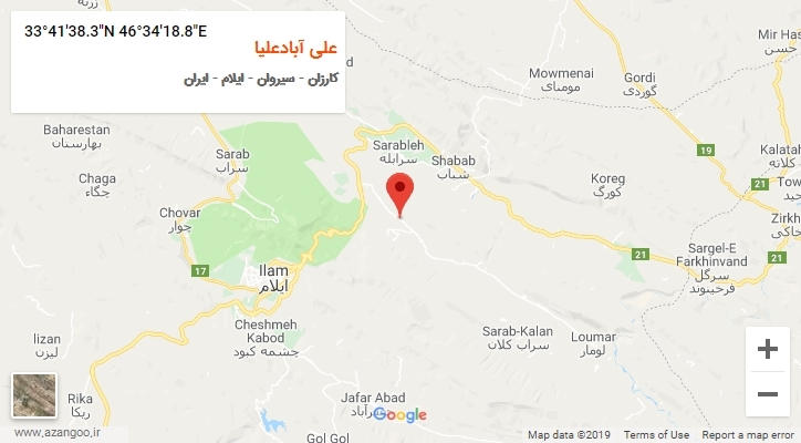 روستای علی آبادعلیا بر روی نقشه