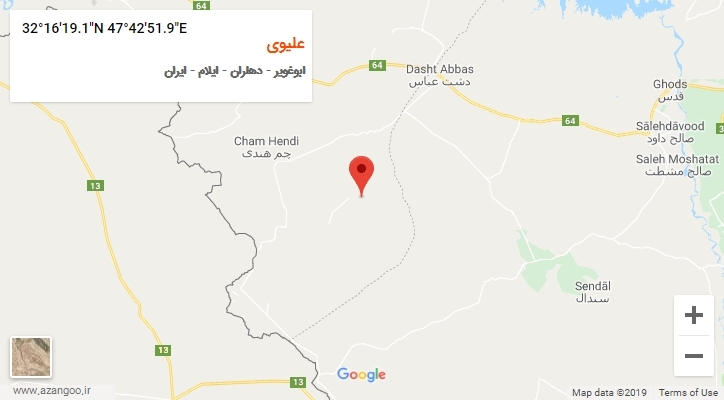 روستای علیوی بر روی نقشه