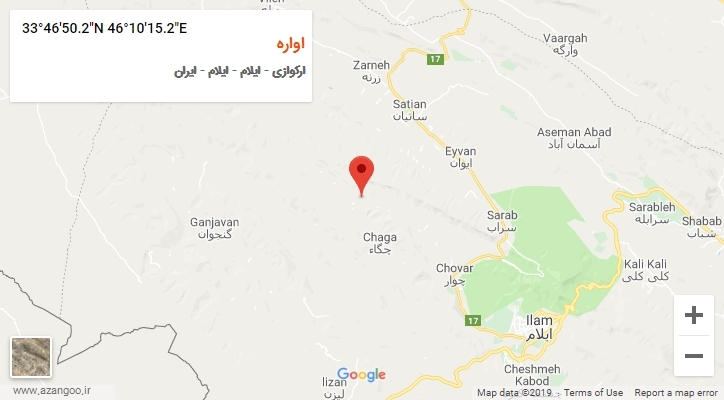 روستای اواره (بهارستان) بر روی نقشه
