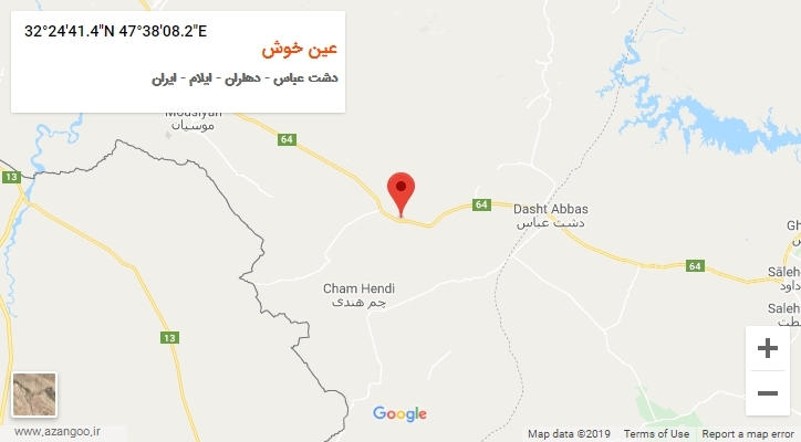 روستای عین خوش بر روی نقشه