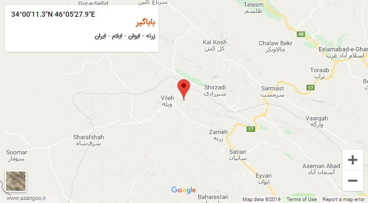 روستای باباگیر بر روی نقشه