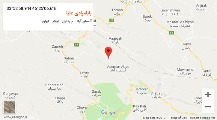 روستای بابامرادی علیا بر روی نقشه