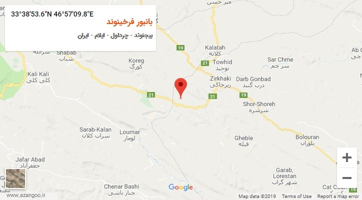 روستای بانبور فرخینوند بر روی نقشه