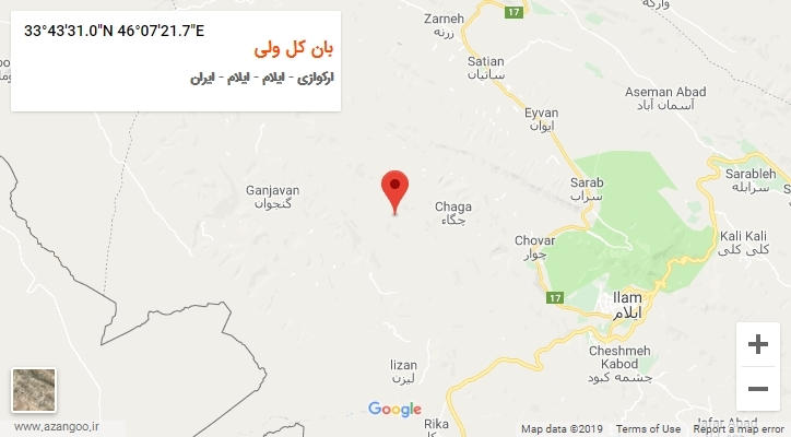 روستای بان کل ولی بر روی نقشه