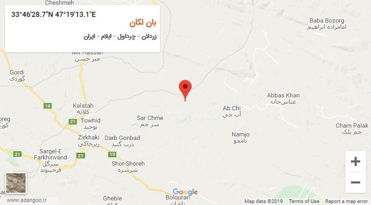 روستای بان لکان بر روی نقشه