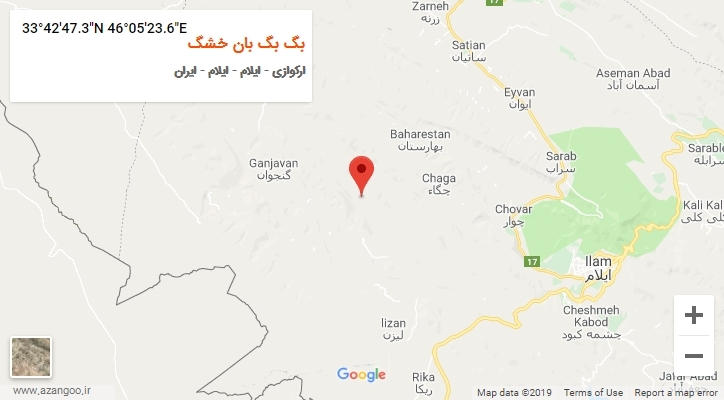 روستای بگ بگ بان خشگ بر روی نقشه