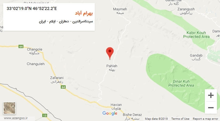 روستای بهرام آباد بر روی نقشه