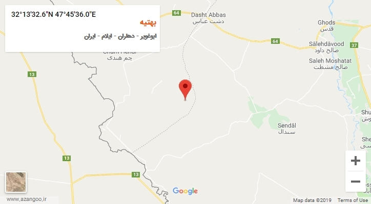 روستای بهتیه بر روی نقشه