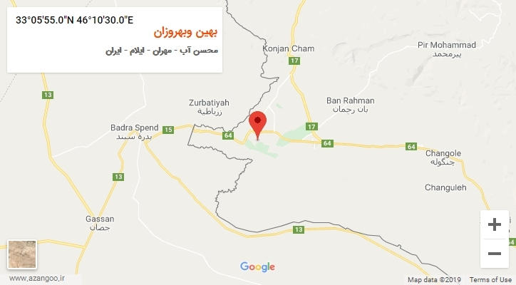 روستای بهین وبهروزان بر روی نقشه