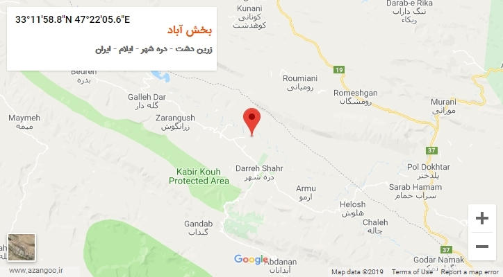 روستای بخش آباد بر روی نقشه