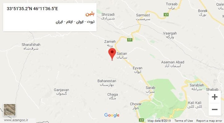 روستای بلین بر روی نقشه