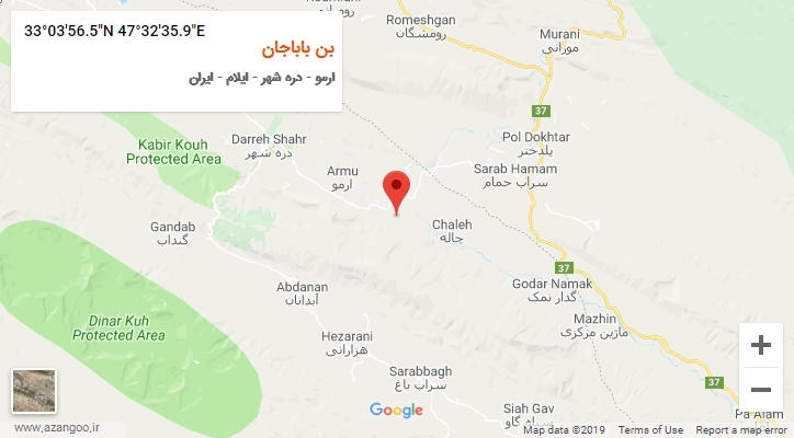 روستای بن باباجان بر روی نقشه