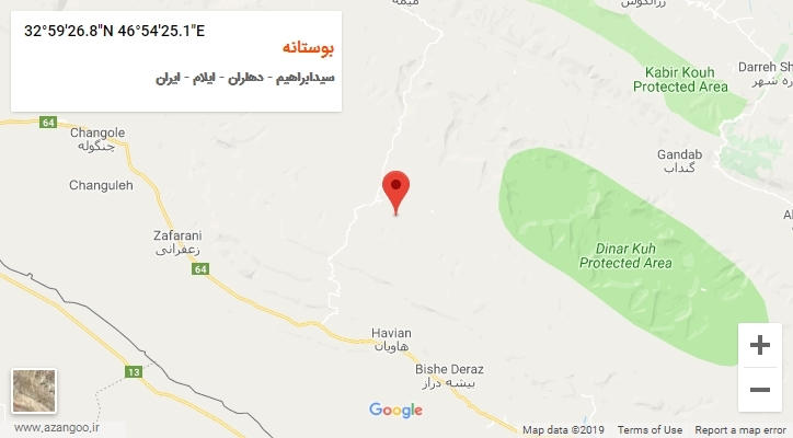 روستای بوستانه بر روی نقشه