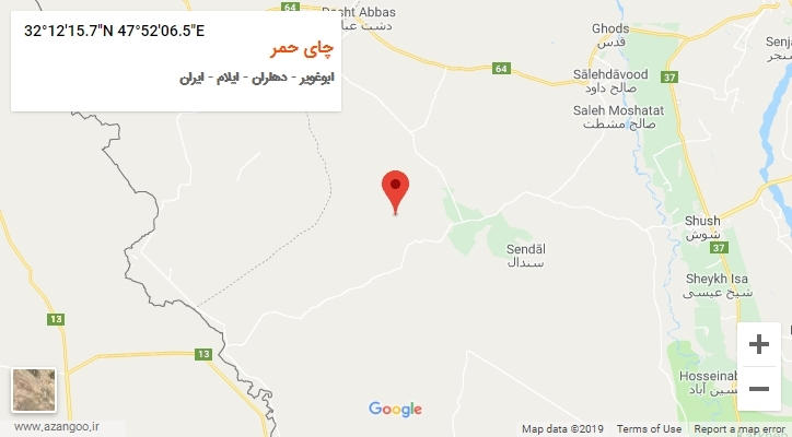 روستای چای حمر بر روی نقشه
