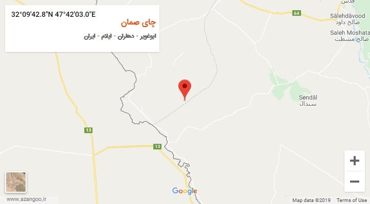 روستای چای صمان بر روی نقشه