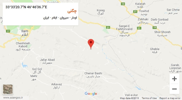 روستای چگنی بر روی نقشه