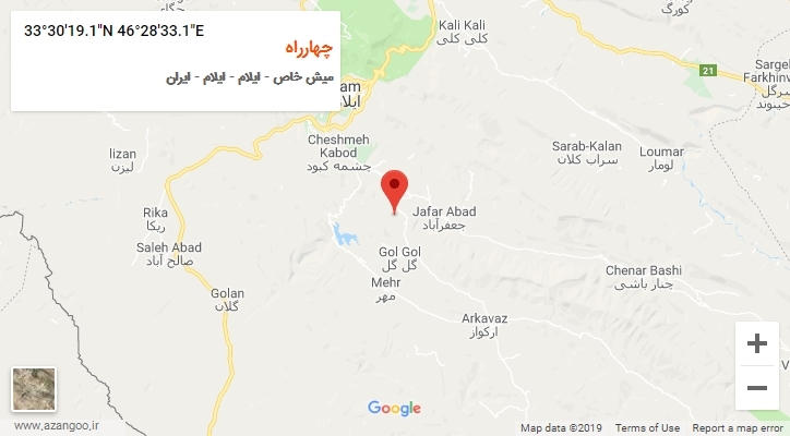 روستای چهارراه بر روی نقشه