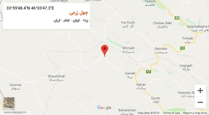 روستای چهل زرعی بر روی نقشه