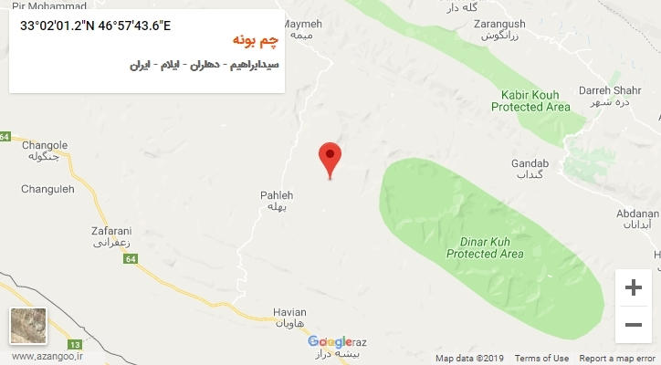 روستای چم بونه بر روی نقشه