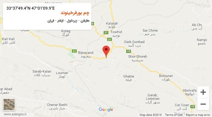 روستای چم بورفرخینوند بر روی نقشه