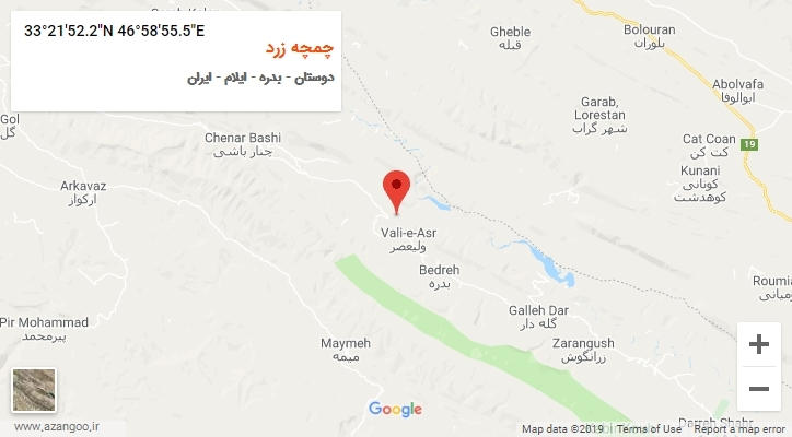 روستای چمچه زرد بر روی نقشه