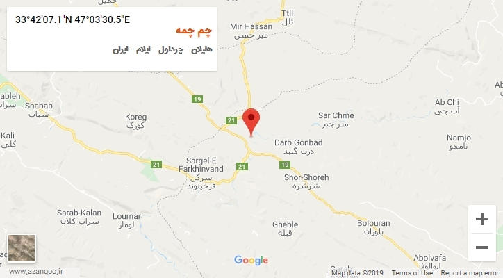 روستای چم چمه بر روی نقشه