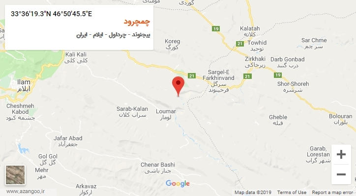 روستای چمچرود بر روی نقشه