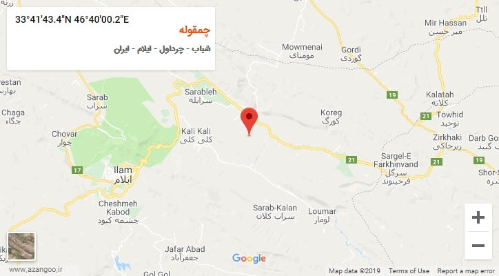 روستای چمقوله بر روی نقشه