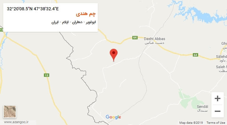 روستای چم هندی بر روی نقشه