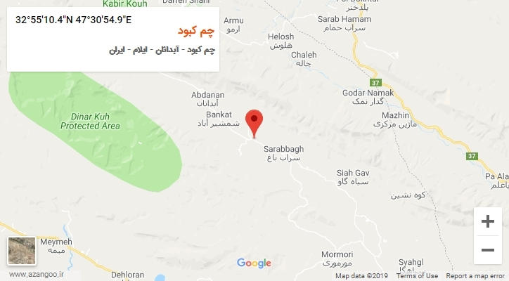 روستای چم کبود بر روی نقشه