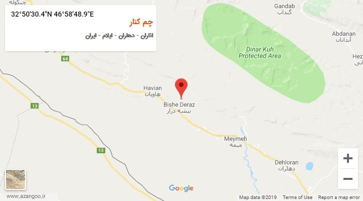 روستای چم کنار بر روی نقشه