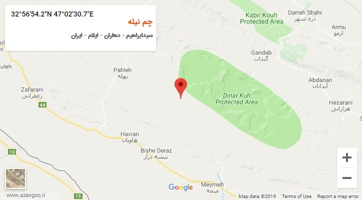 روستای چم نیله بر روی نقشه