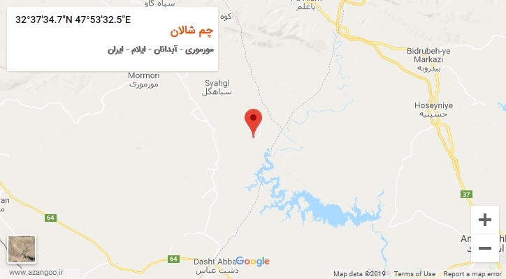 روستای چم شالان بر روی نقشه