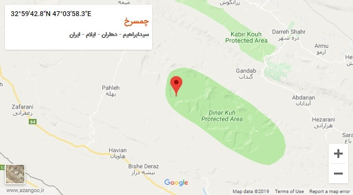 روستای چمسرخ بر روی نقشه