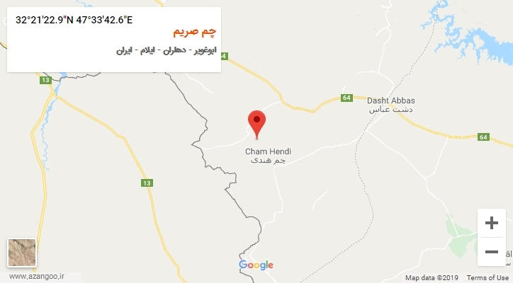 روستای چم صریم بر روی نقشه