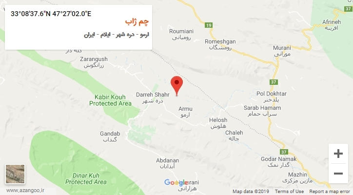 روستای چم ژاب بر روی نقشه