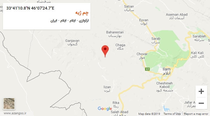 روستای چم ژیه بر روی نقشه