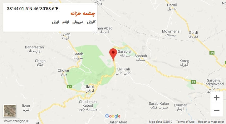 روستای چشمه خزانه بر روی نقشه