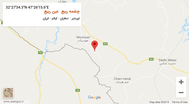 روستای چشمه ربیع  عین ربیع بر روی نقشه