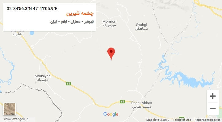 روستای چشمه شیرین بر روی نقشه