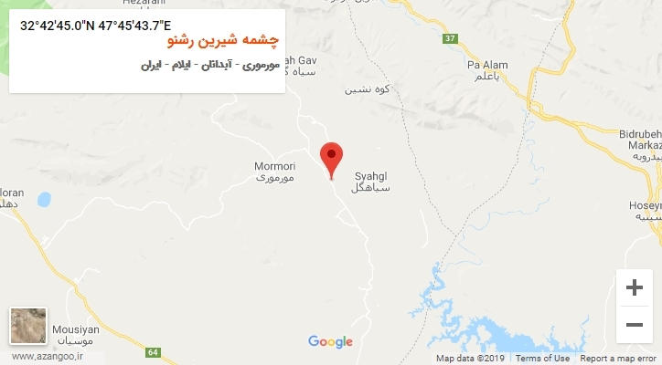 روستای چشمه شیرین رشنو بر روی نقشه